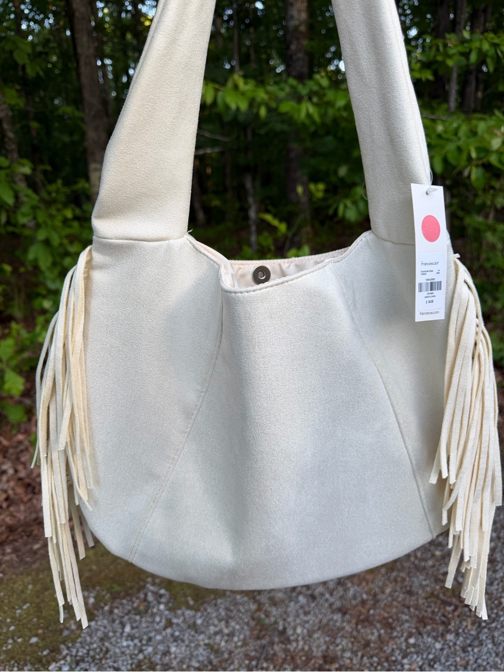 Fringed Shoulder Bag in Cream